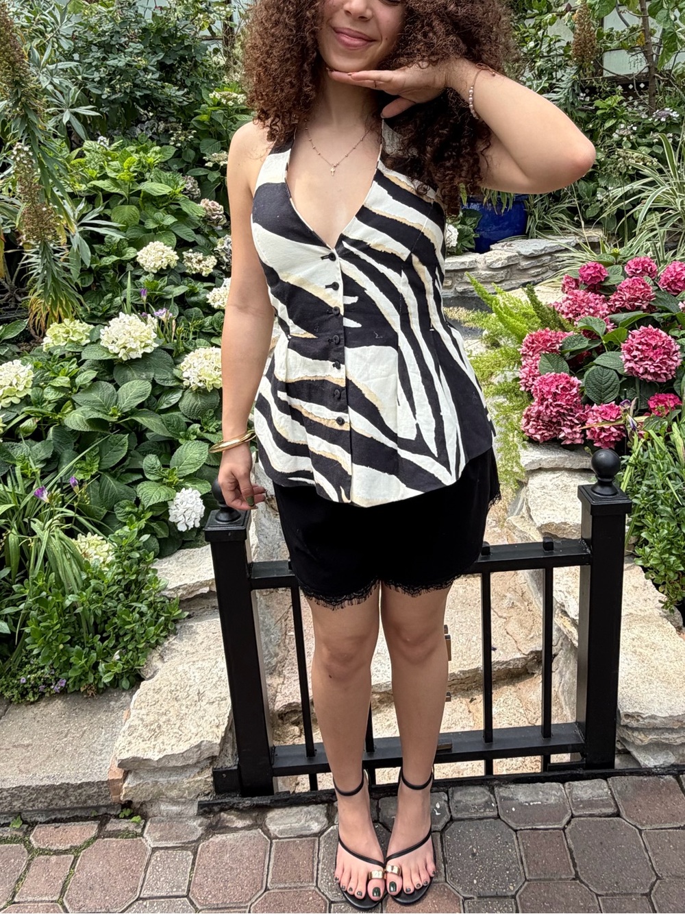 Zebra Print 100% Linen Vest